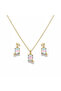 Gold Color Baget Stone Star Detail Lacquer Plated Necklace Earring Set - 4