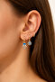 3-Piece Earring Set Fatma Ana Eli Evil Eye Detailed Minimal Hoop Earring Set - 2