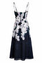 Strapless Hortensia Patterned Black Dress with Straps - 2