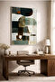 Modern Glass Table with Water Green and Navy Blue Detail - Silver Metal Framed Table for Home, Business, and School - 3
