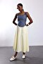 Yellow Slit Flounce Midi Skirt - 3