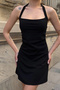 Women's Black Halter Neck Gathered Side Backless Mini Dress - 2