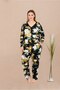 Patterned long sleeve lace detailed plus size pajama set