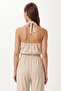 Halter Neck Blouse Pants Crinkle Set Lfw0027 Cream - 7