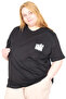 Mode XL Real Big Size Women's T-Shirt Bıs Yaka Beyond U26115 Black - 2