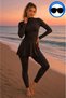 Women's Long Sleeve Zippered Skirted Swimsuit - with Chest Pads - 3