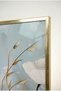 Blue and White Floral Modern 2-Piece Glass Painting Set - Gold Metal Framed Home and Office Painting - 4