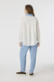 Embroidery Detailed Blue Collared Shirt Ecru Shirt 0132 - 5