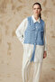Contrast detailed double pocket long form blue tunic 1644
