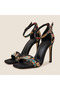 Valley Ethnic Pattern Open Front Sandals Stiletto - 3