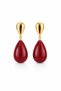Burgundy Drop Stone Gold Detailed Dangle Earrings for Women Stylish Evening Dress Daily Combination - 2