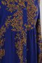 Women's Shirt Collar, Gathered Waist, Long Sleeve, Authentic Patterned Viscose, Purple, Hijab Dress - 3