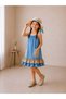 Girl's Dress with Pockets and Ruffle Detail, Turquoise Color, Summer Model - 2