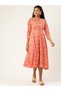Floral Print A-Line Shirt Midi Dress