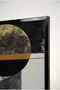 Geometric Sun Figured 3-Piece Glass Table Set - Black Metal Framed Home and Office Table - 3