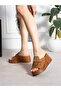 Lunaris Tan Wedge Heel Women's Slippers - 4