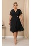 Women's Plus Size Double Breasted Collar Short Sleeve Waist Brooched Skirt Chiffon Pleated Detailed Midi Evening Dress 27001