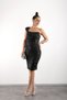 One-Shoulder, Sequined, Front Drape Detail, Knee-Length Lined, Evening Dress, Stylish Dress - 6