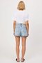 Women's Shorts High Waist Pipe Leg Straight Pattern Rigid Woven Short Length Lightly Blended Denim - 5