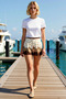Women's Shorts Straight Fit Regular Waist Short Length Wide Leg Woven Satin Ethnic Pattern Lined Stylish