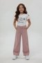 Girl's 3-Piece Set with Pink Floral Embroidered Jacket and Wide-Leg Trousers 24115 - 5