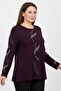 Women's Purple Stone Detailed Combed Cotton Blouse - 2