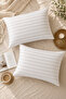Pearl 2 Pieces White Cotton Satin Striped 50 X 70 cm Pillowcase - 3