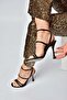 Y752115204 Brown Fabric Thin Heeled Women's Shoes - 3