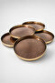Brown Sparkling Glass Cake Plate with 6 Gold Edges - - 8