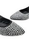 Black Suede White Stone Women's Ballerinas Pointed Toe Open Back Shoes Stylish Sandals - 3