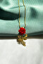 Steel Necklace with Velvet Rose Figure - 2