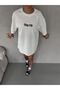 Women's Short Sleeve Summer T-Shirt Crew Neck Printed Oversize T-Shirt - White