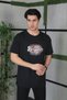 Men's Printed T-Shirt Short Sleeve Crew Neck Regular Fit Comfortable Fit Casual T-Shirt - Black Mariposa - 3