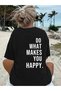 Women's Short Sleeve Summer T-Shirt Crew Neck Printed Oversize T-Shirt - Black