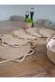 Bohemian Wicker Jute Tray and Bread Basket Set - 6+1 Piece Dining Table Set with Wavy Edges - 4