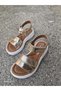Genuine Leather Orthopedic Sole Velcro Girls' Sandals Gold - 4
