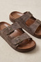 Men's Brown Suede Double Buckle Anatomical Sole Slippers - Comfortable and Stylish with Adjustable Belt g - 5