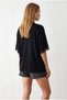 Women's Black V-Neck Flowy Summer Knitwear Blouse Blz-19003365 - 5