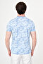 Patterned Slim Fit Crew Neck Short Sleeve Men's T-Shirt Blue - 36881.26Y - 4