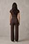 Body-Hugging Flexible Knitted Ribbed Crop Top and Spanish Flare Pants Set - 4