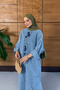 Women's Beaded Embroidered Bat Sleeve Denim Dress - 5