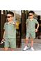 Ay Ki̇ds Boys' Muslin Shirt and Shorts Set – Summer Comfortable and Stylish Combination 11737-Y - 5