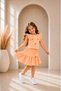 Girl's Two-Piece Set Salmon Color Ruffle Sleeve Layered Skirt Set - 3