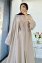 Stone Embellished Double Abaya Set - Stone - 4