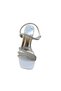 Women's Transparent Goblet Heeled Stoned Summer Evening Dress Shoes Slippers - 5