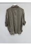 Women's Mink Italian Collar Sequin Embroidered Foldable Long Sleeve Oversize Linen Shirt Size 40 - 46 - 3