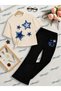 Summer Black Spanish Flared Pants and T-Shirt, Star Print Design Kids Girls Set