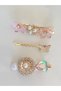 Brooch - Set of 3 Pink Brosches with Flowers, Butterflies, Hearts and Pearl Details - 5