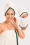 Women's Cotton Bath and Sauna Set – Ruffle Detailed Towel and Hair Cap - 2
