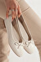 İst S01 Bow Detailed Genuine Leather Flat Sole Ballerinas - 5